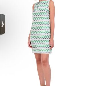 Vince Camuto Chic Sleeveless Green and White Patterned Mini Dress NWT size 8